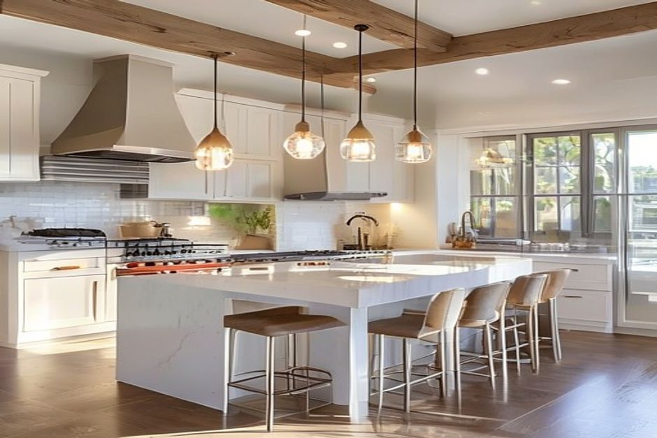 Modern remodeled kitchen with island and custom cabinetry