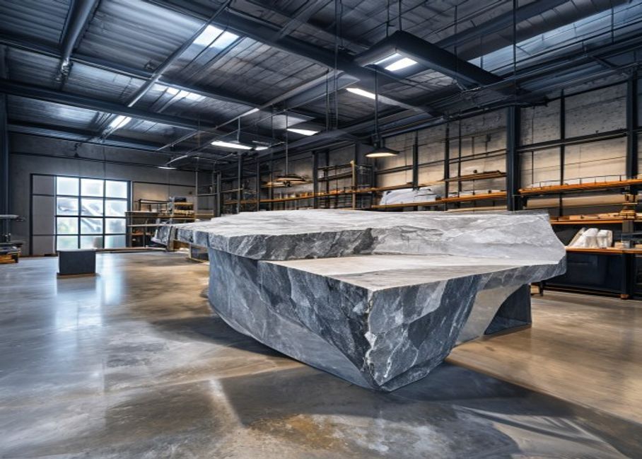 Deluxe Art Home Improvement crew member finishing a custom stone slab